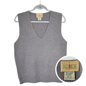 Vintage J Crew Outfitters Lambswool Angora Ribbed V-Neck Vest Academia Grey L